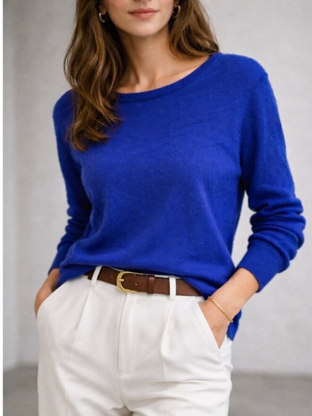100% Cashmere Charter Club Crewneck Sweater in Royal Blue
